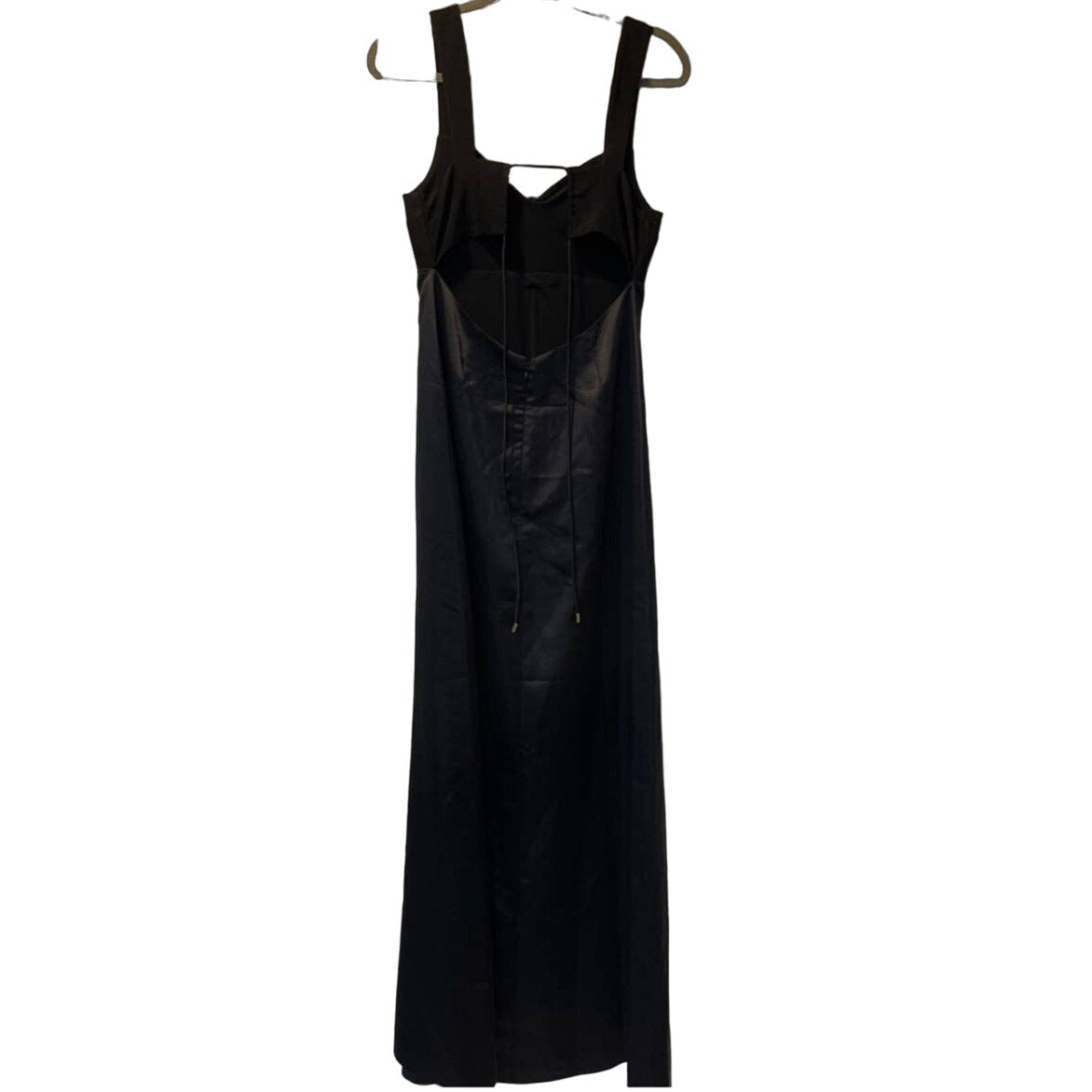 New Free People Gia Maxi Dress $250 Size 8 Black Bustier Silky Slip Gown