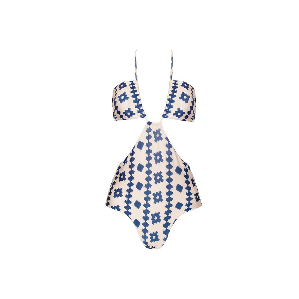 New Anthropologie Encantadore Leti Blueguer Geo One-Piece Swimsuit $160 SMALL