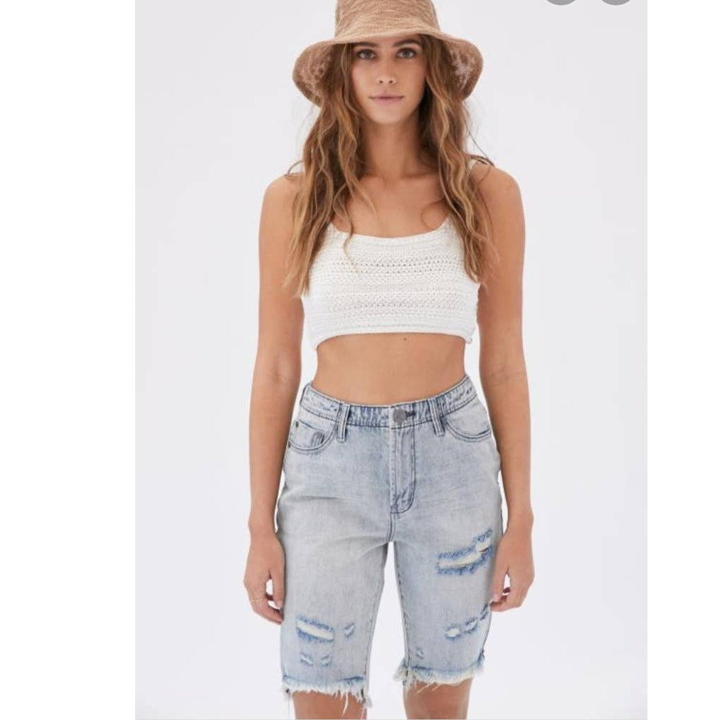 New One Teaspoon Salty Dog Cutoff Trucker Shorts $112 SIZE 26 Distressed