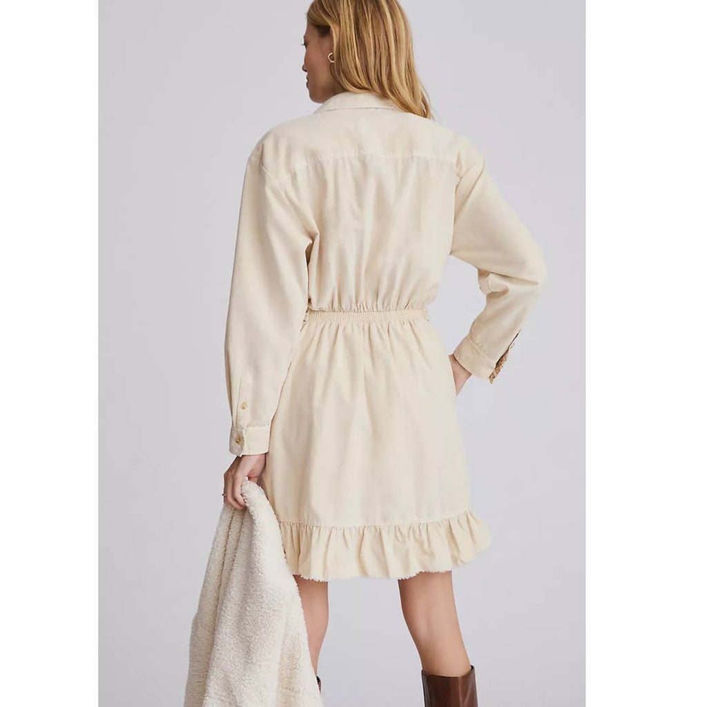 New Anthropologie Pilcro Corduroy Mini Dress $160 IVORY LARGE