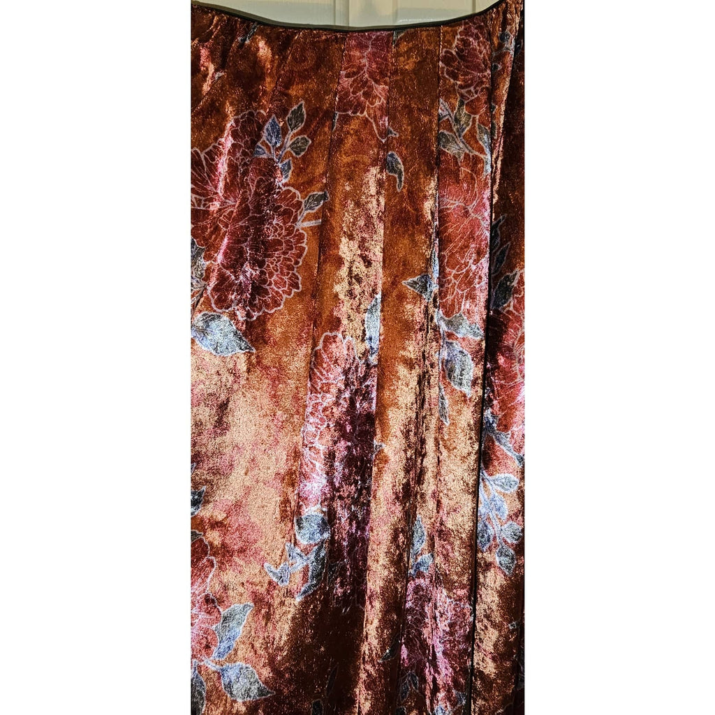 New Free People Poets Velvet Sarong Floral Midi Skirt $128 SMALL Rust
