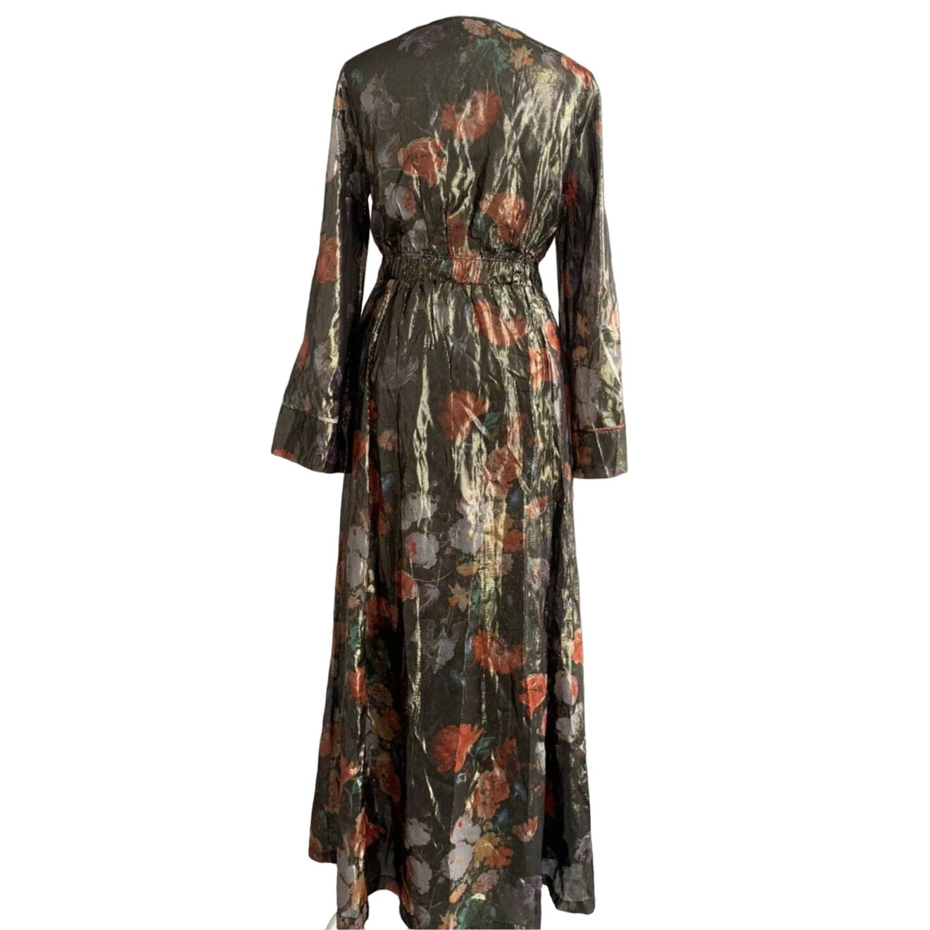 New Anthropologie Caballero Deep V-Neck Maxi Dress $248 X-SMALL Floral