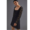 Anthropologie Maeve Embroidered Lace Mini Dress SIZE 6 Black Anthropologie