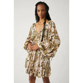 New Free People Arzel Printed Mini Dress $148  X-SMALL Tea Combo Long Sleeve