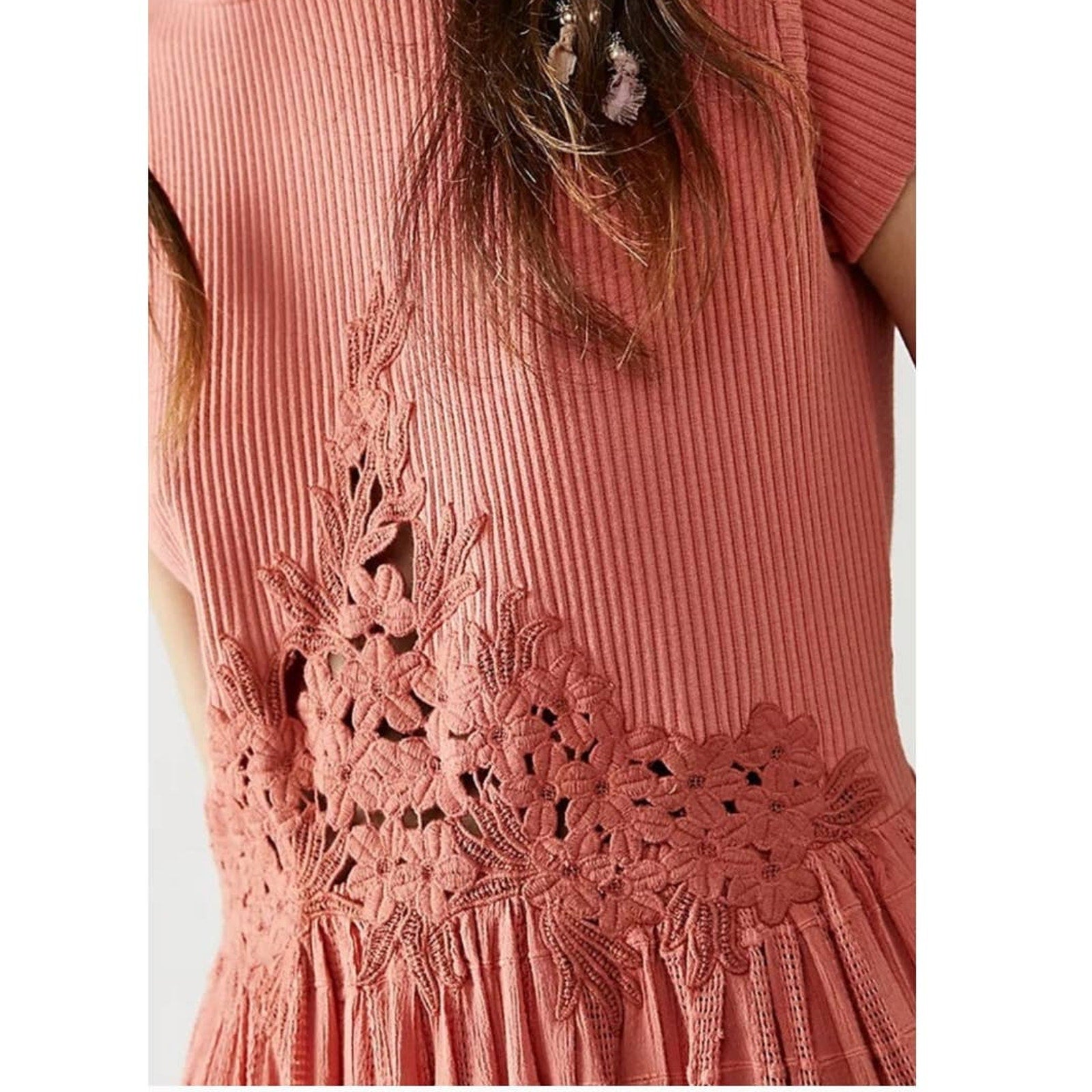 New Free People Serenity Maxi Dress $168  X-SMALL Peach BOHO-CHIC