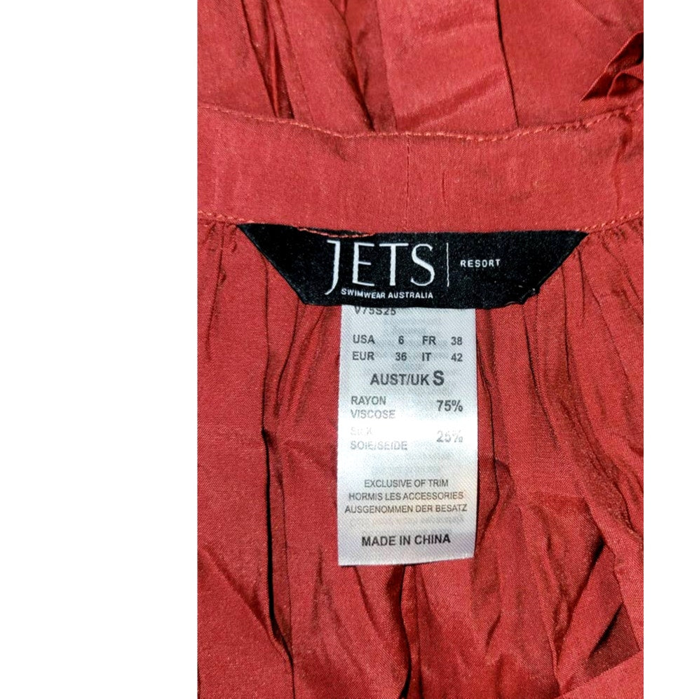 New JETS Australia Woven Tiered Mini Dress $210 SIZE 6 Brick