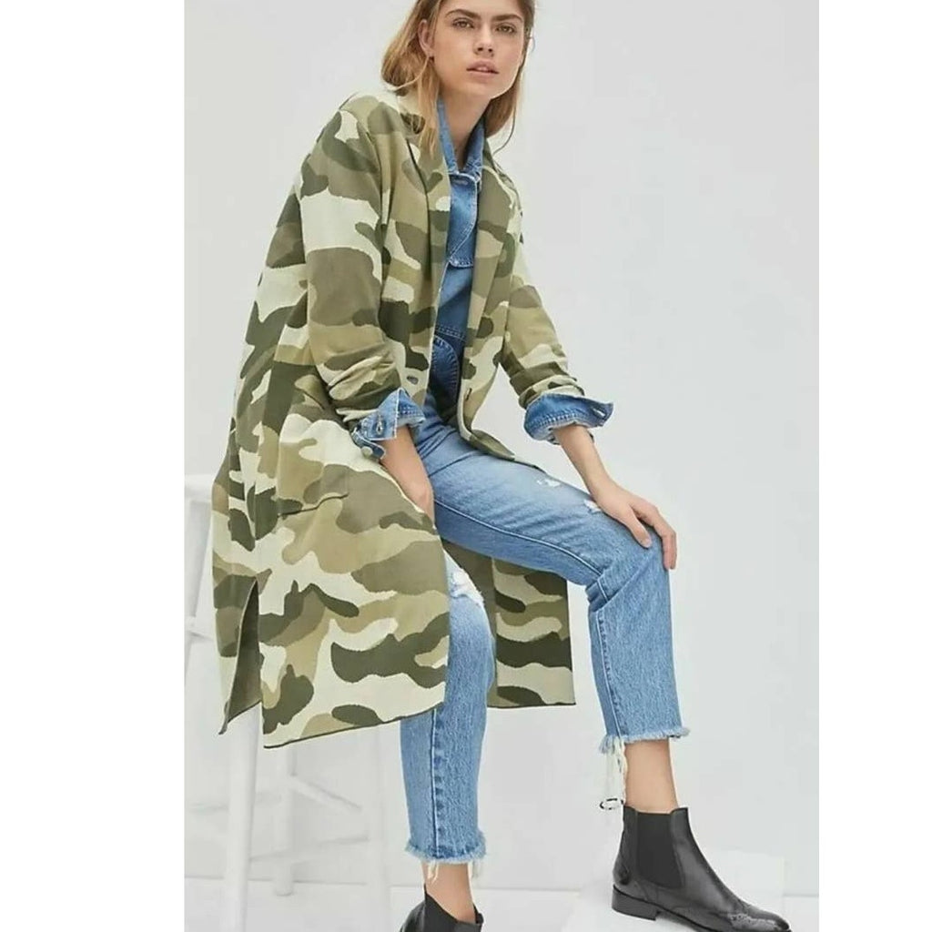 Anthropologie Maeve Kieran Sweater Coat SMALL Camo Anthropologie