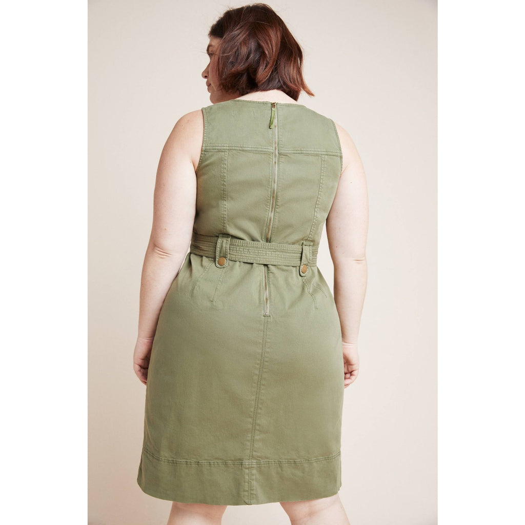 Anthropologie by Maeve Oona Utility Moss Mini Dress Size 20W Moss Green Anthropologie