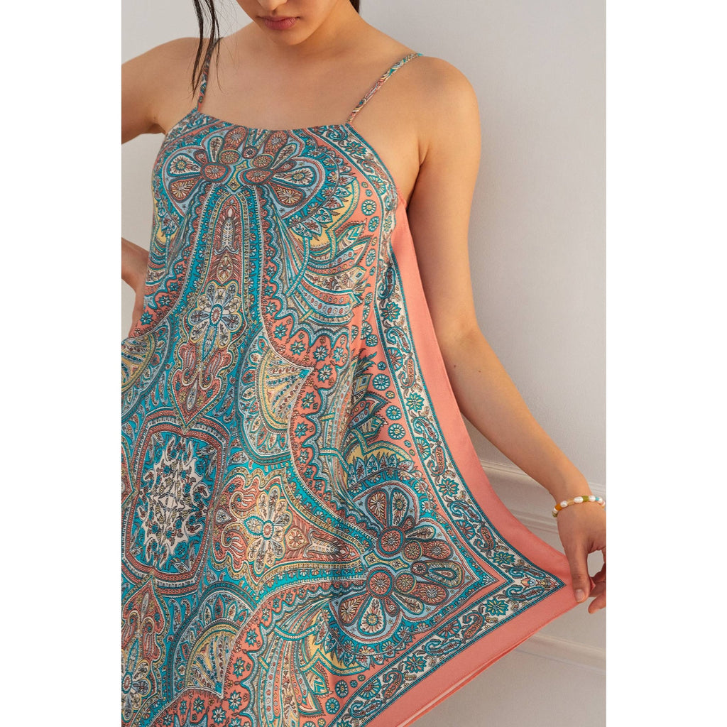 New Anthropologie by Tiny Flowy Asymmetrical Midi Dress $148 Small Turquoise