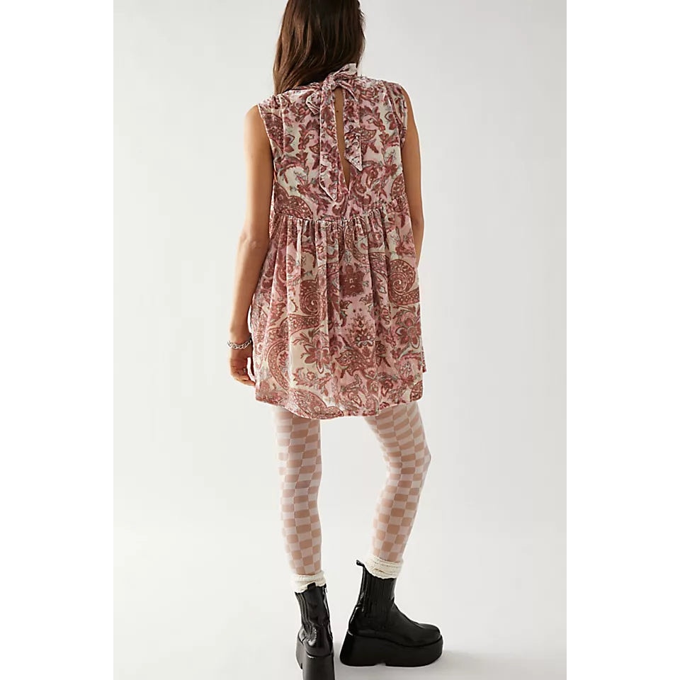 New Free People All The Time Velvet Mini Dress $168 X-SMALL Pink Petal