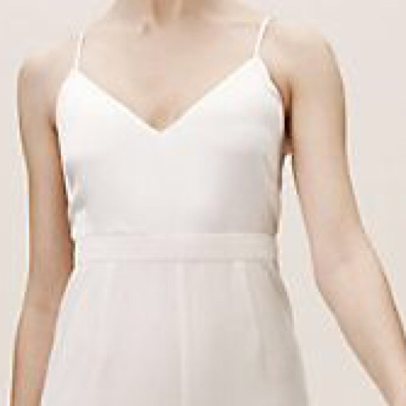 New BHLDN x Jill Stuart Nicki Jumpsuit $328 Sz 6 Off-White BRIDAL Wide-leg Crepe