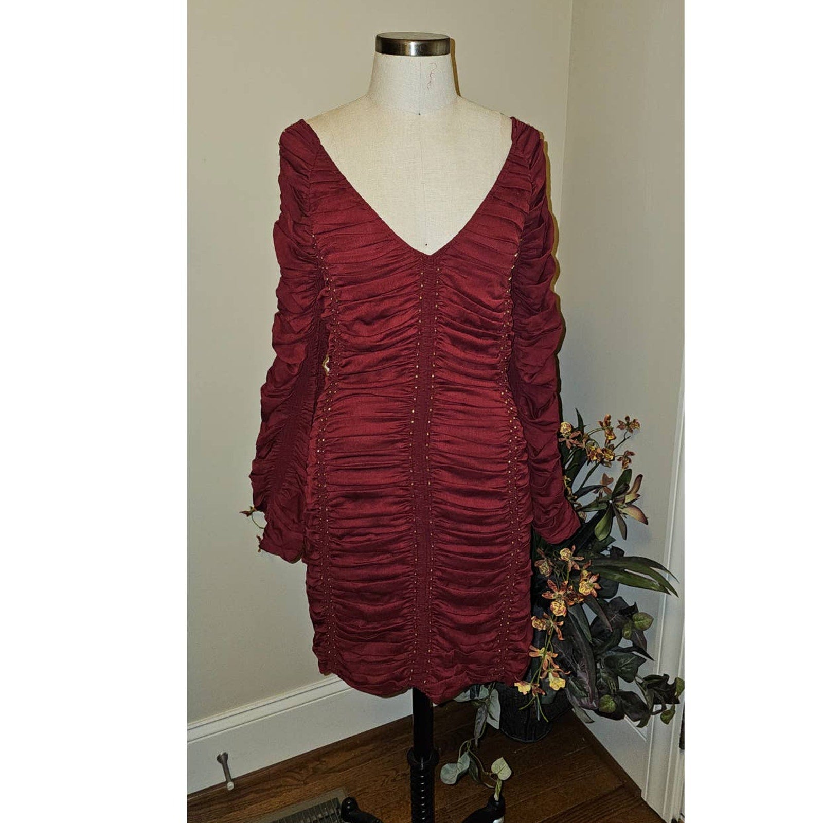 New FREE PEOPLE Western Romance Mini Dress $448 SIZE 4 Red