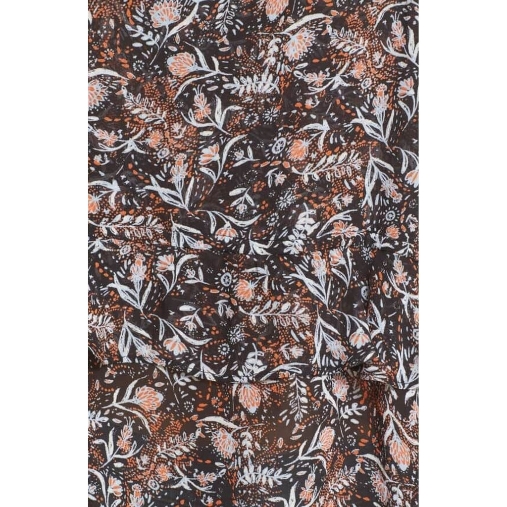 New Free People Uptown Floral Bell Long Sleeve Blouse Retail $118 SMALL Black