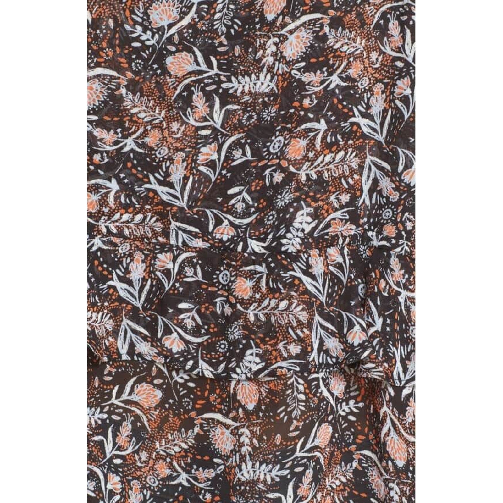 New Free People Uptown Floral Bell Long Sleeve Blouse Retail $118 SMALL Black