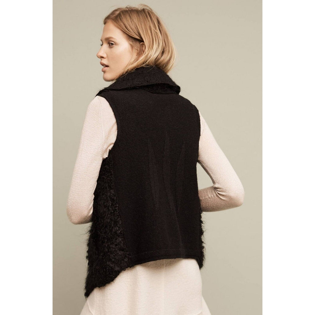 New Anthropologie Sleeping On Snow Tavan Black Wool Blend Vest Sz XS-$148 Mohair