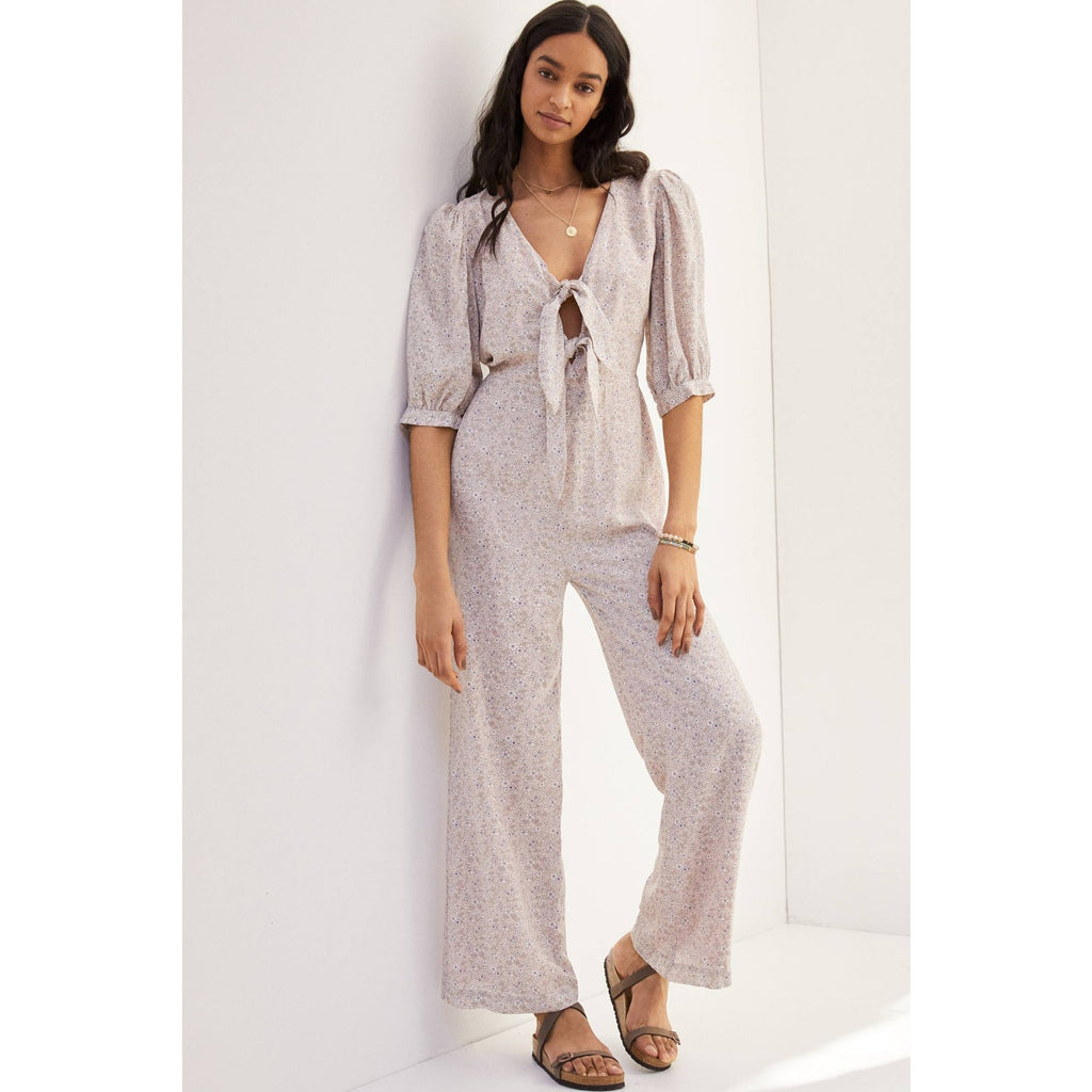 Anthropologie x En Saison Aceline Floral Jumpsuit XS Front Tie Anthropologie