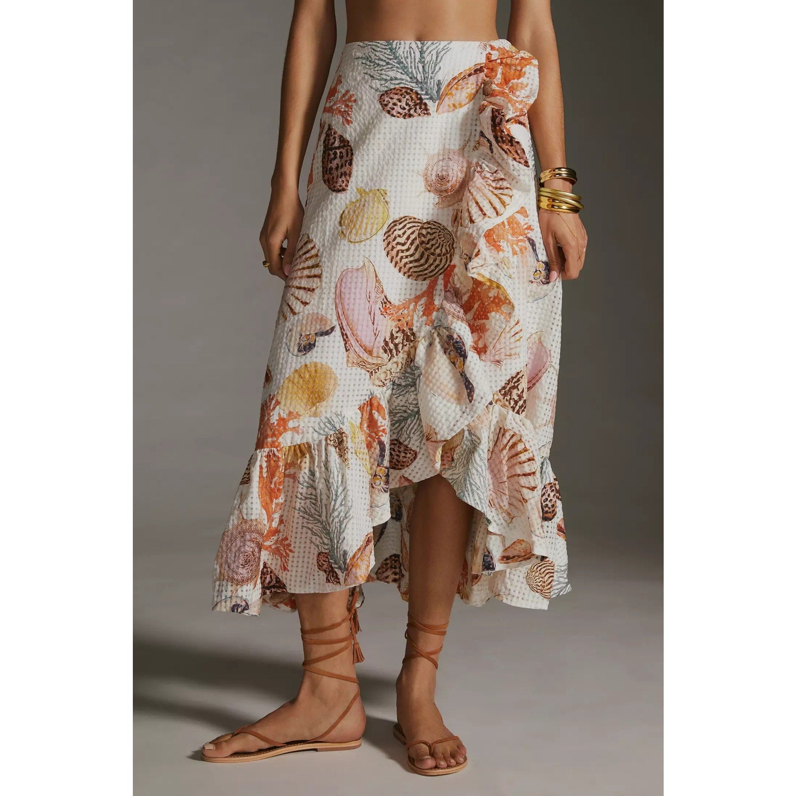 New Anthropologie Maeve A-Line Wrap Midi Skirt $170 PLUS 16W Sea Shell