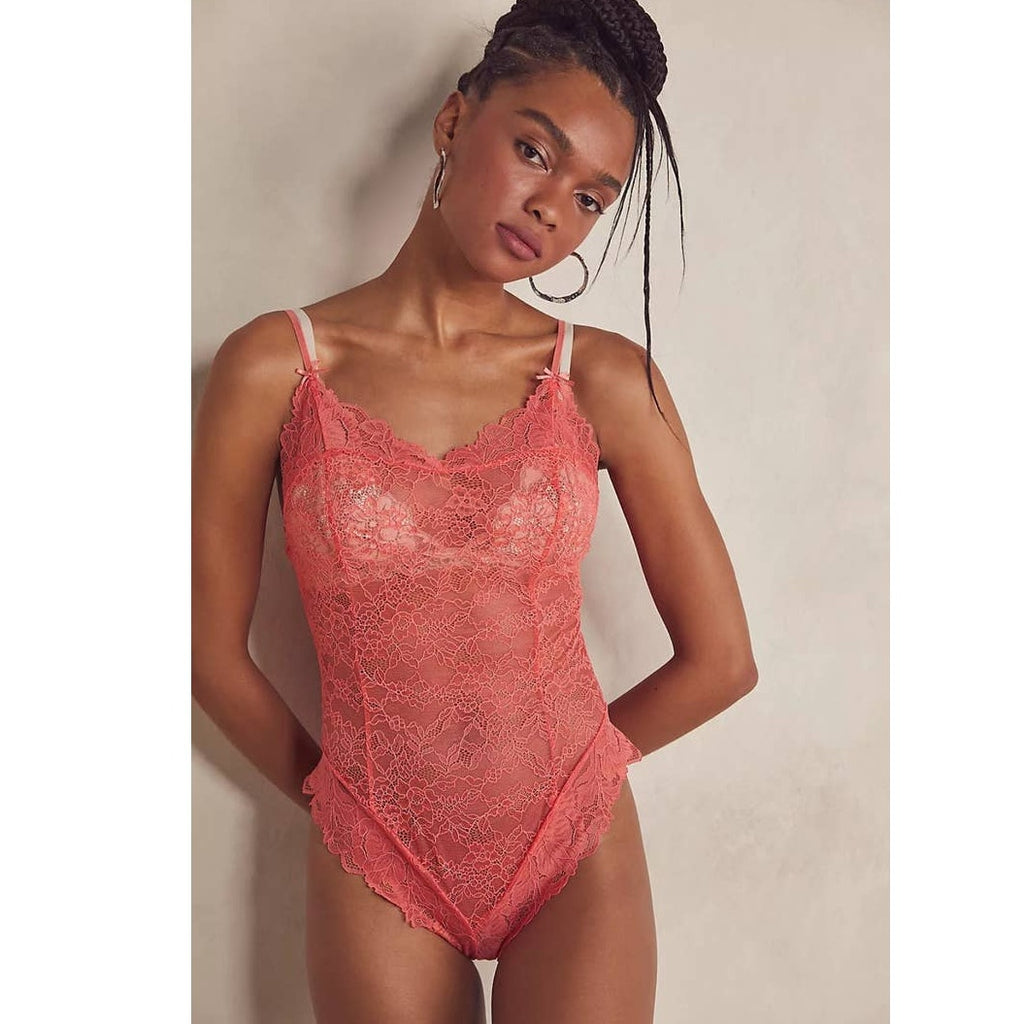 New Free People INTIMATELY One Touch Bodysuit $78 SMALL Watermelon