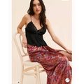 New Free People Poets Velvet Sarong Floral Midi Skirt $128 SMALL Rust