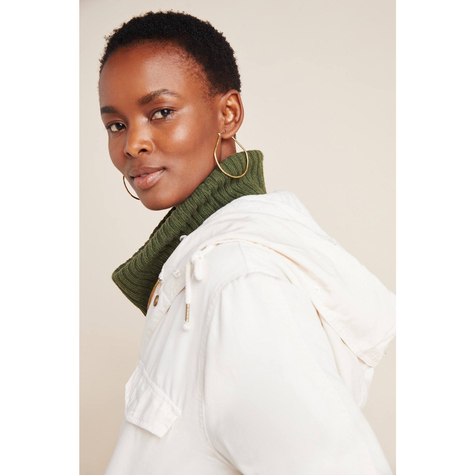 Anthropologie Weller Faux Fur Trim Utility Jacket by On the Road $282 IVORY XS