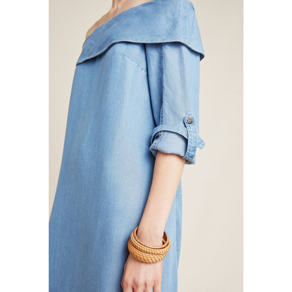 New Anthropologie Pilcro Off-The-Shoulder Chambray Mini Dress $140 Size 0
