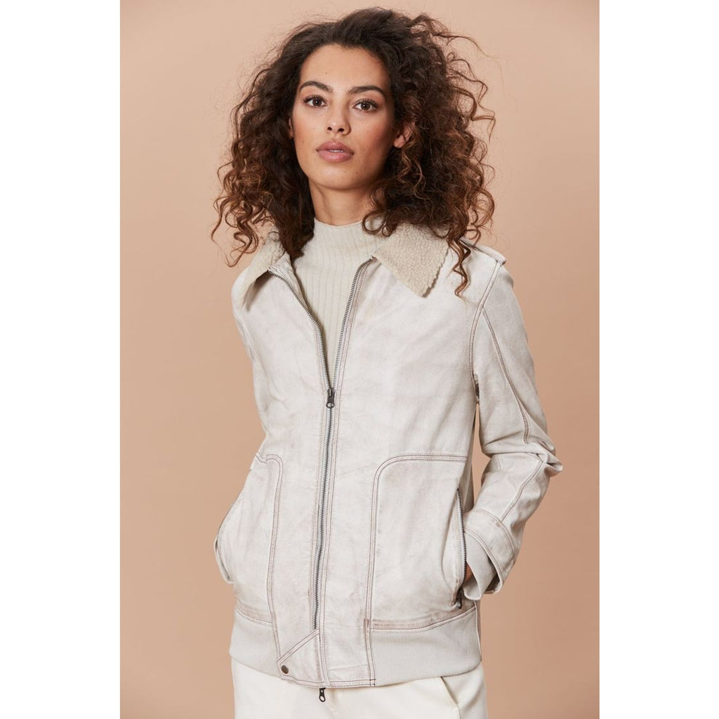 New JAKETT Bess Aviator Leather Jacket Fur Collar $640 SMALL Brown