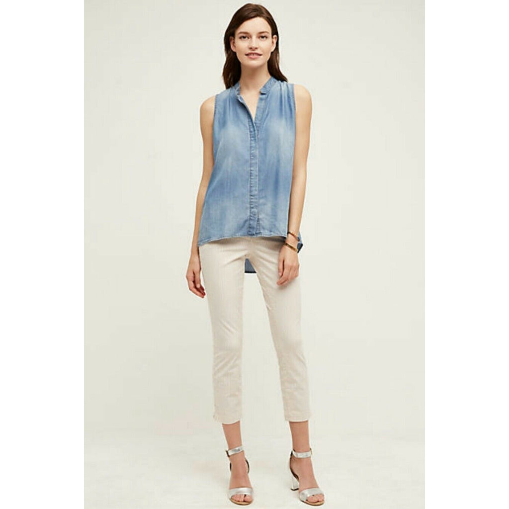 Anthropologie Blushed Stripe Capri Pants by Pilcro