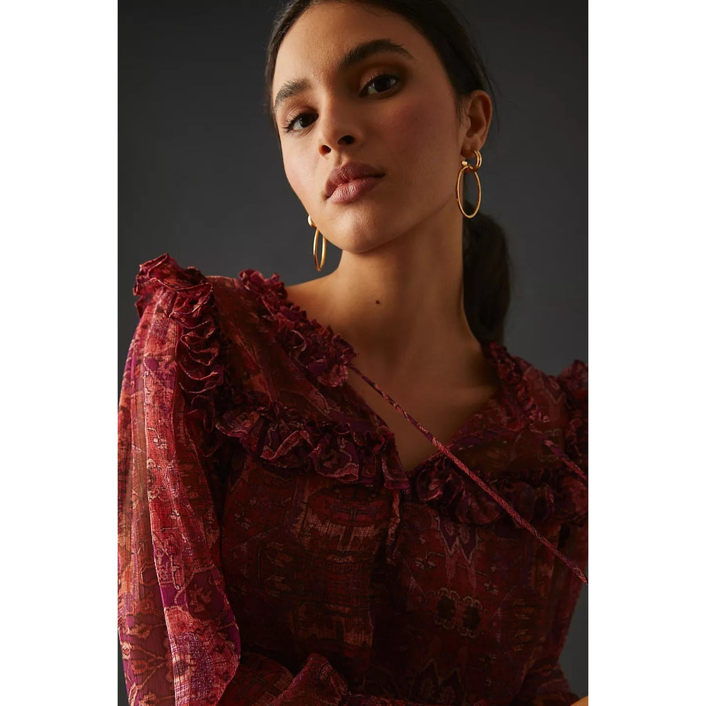 Anthropologie MISA Raffi Long Sleeve Top X-SMALL Septima Tapestry Anthropologie
