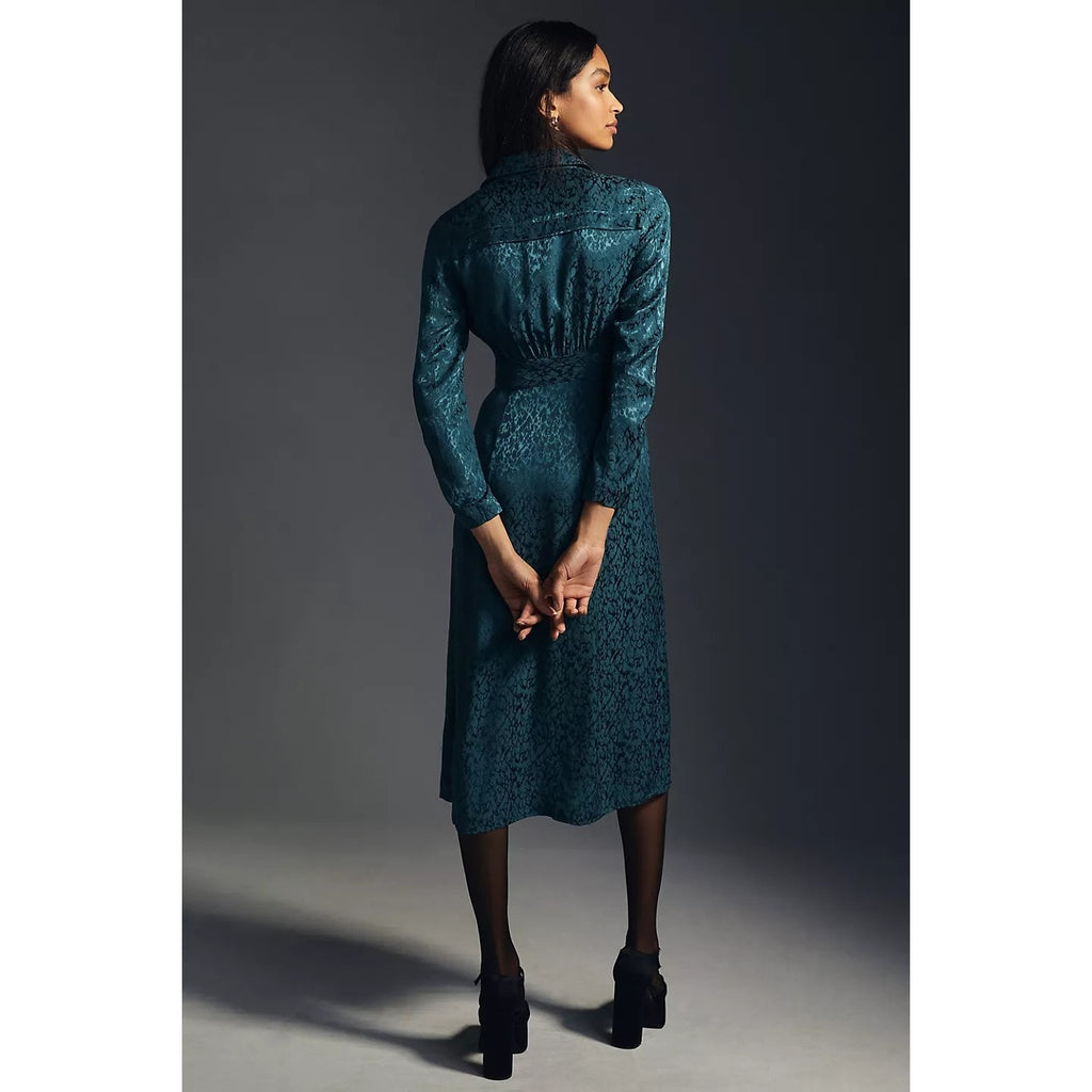 New By Anthropologie Button Front Blazer Wrap Dress $180 SIZE 6 Indigo Midi