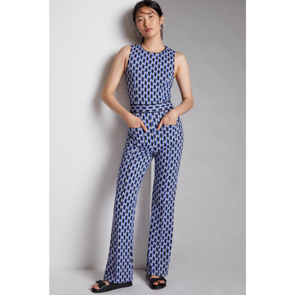 New Anthropologie Maeve Ponte Wide-Leg Jumpsuit $160 Medium Blue