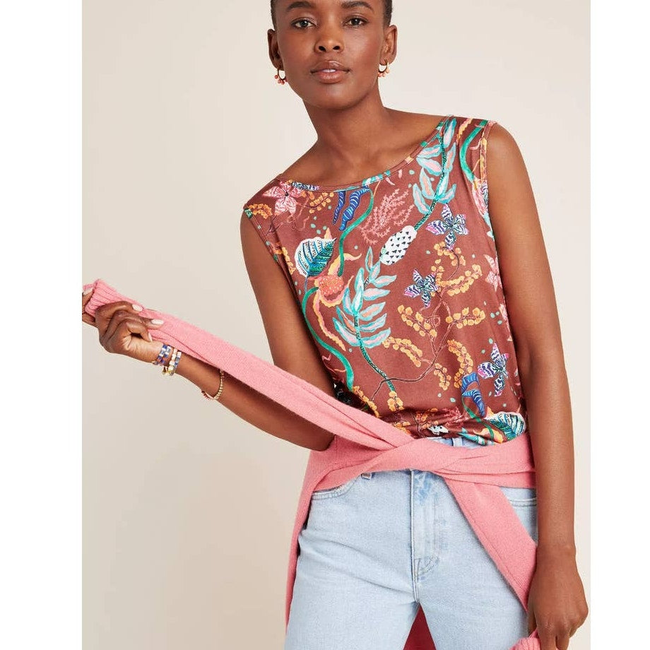 Anthropologie Aldomartins Aimee Floral Botanical Tank