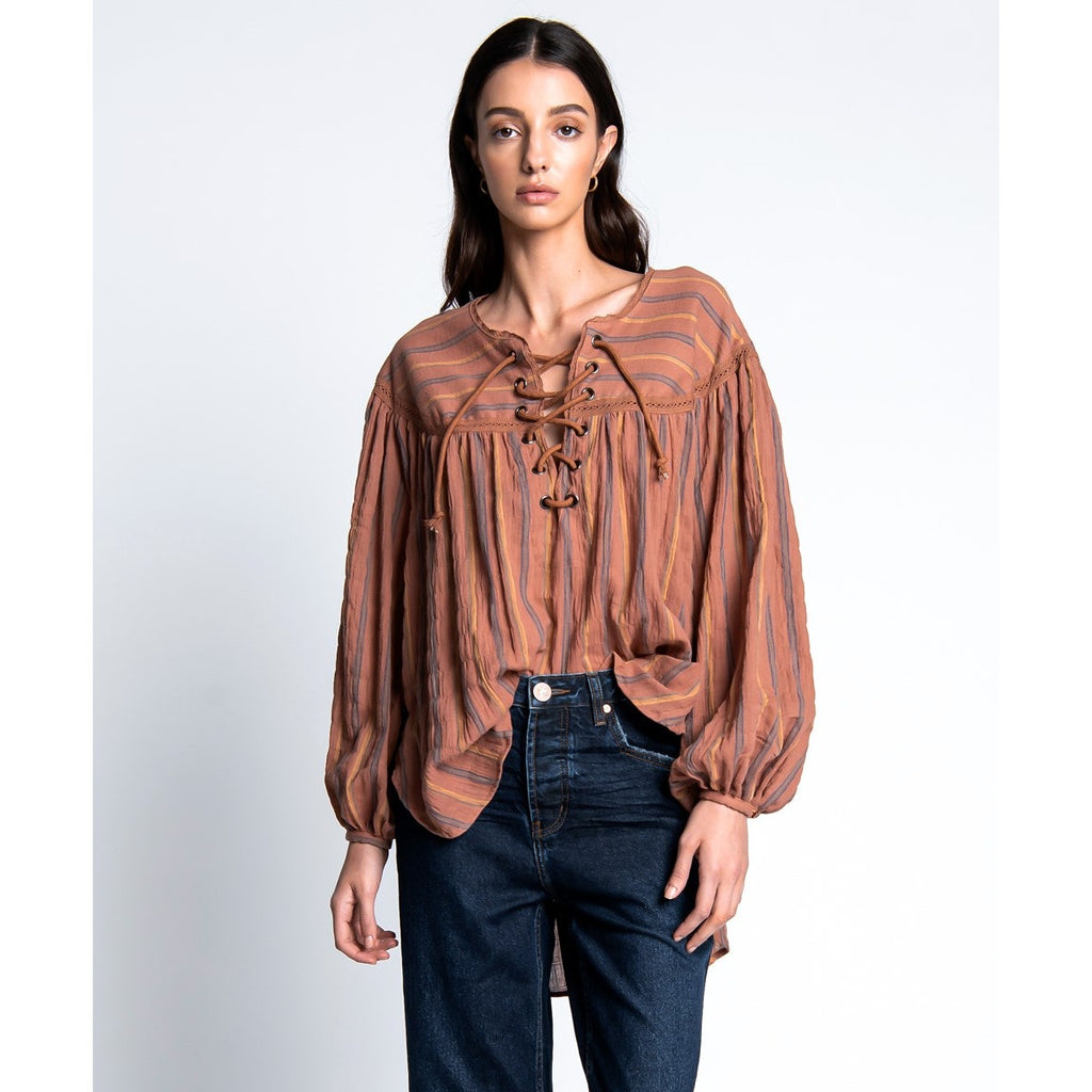 Free People x One Teaspoon Desert Stripe Tangiers Lace Front Tunic Sz S Free People