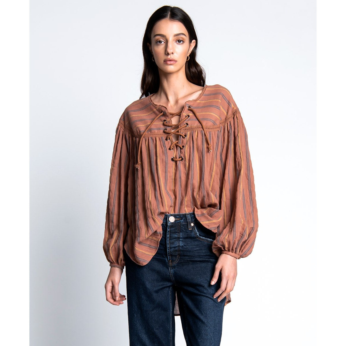 Free People x One Teaspoon Desert Stripe Tangiers Lace Front Tunic Sz S Free People