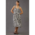 New By Anthropologie Floral Printed Midi Dress LINEN $170 X-SMALL Black