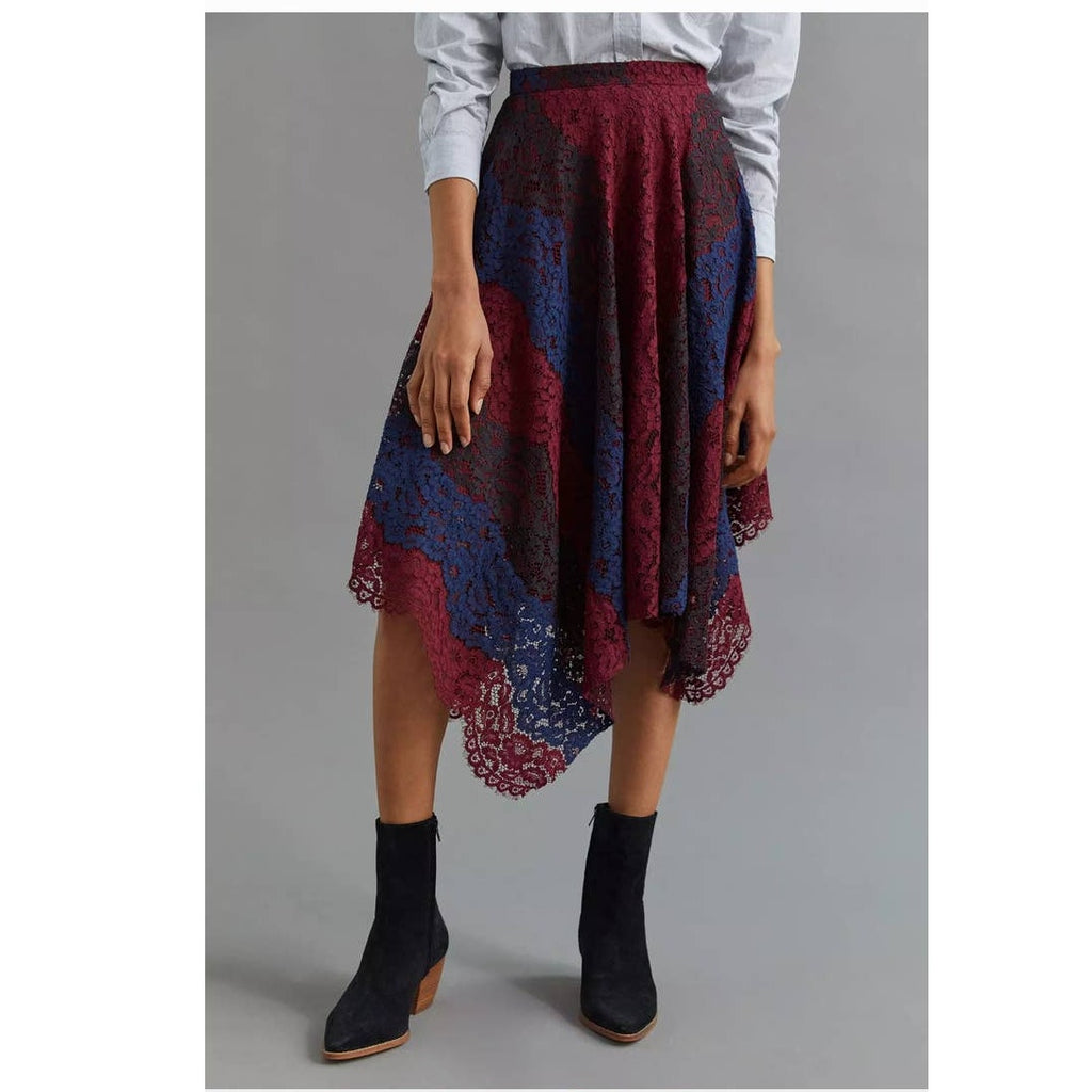 New Anthropologie Sachin & Babi Lace Handkerchief Midi Skirt $190 SIZE 0