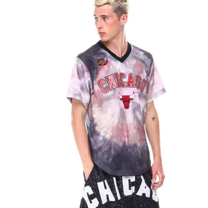 Mitchell & Ness Chicago Bulls Tie-Dye Mesh Jersey Tee Size Large Retro