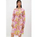 New Vera for Anthropologie Confetti Midi Dress $168 SMALL Pink Abstract Belted
