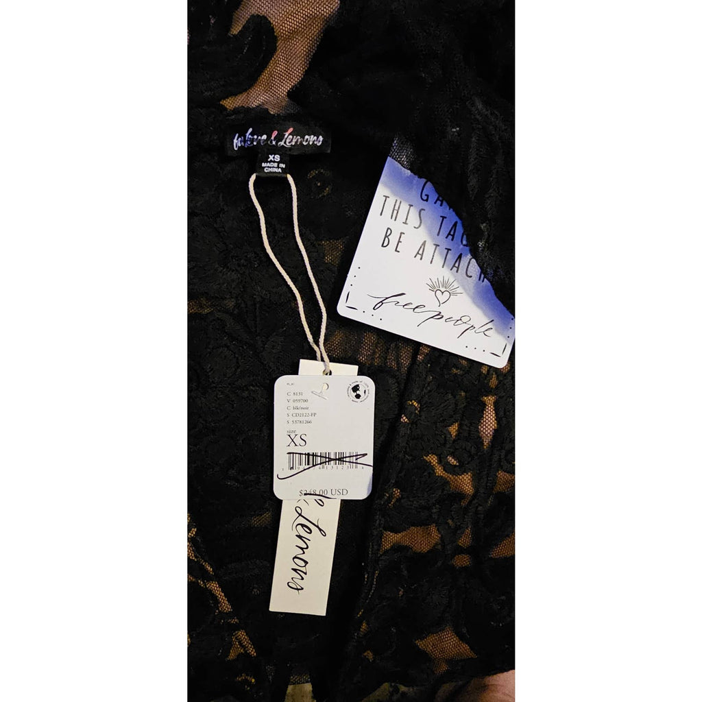 New FREE PEOPLE For Love & Lemons Temecula Mini Dress $248 X-SMALL Black