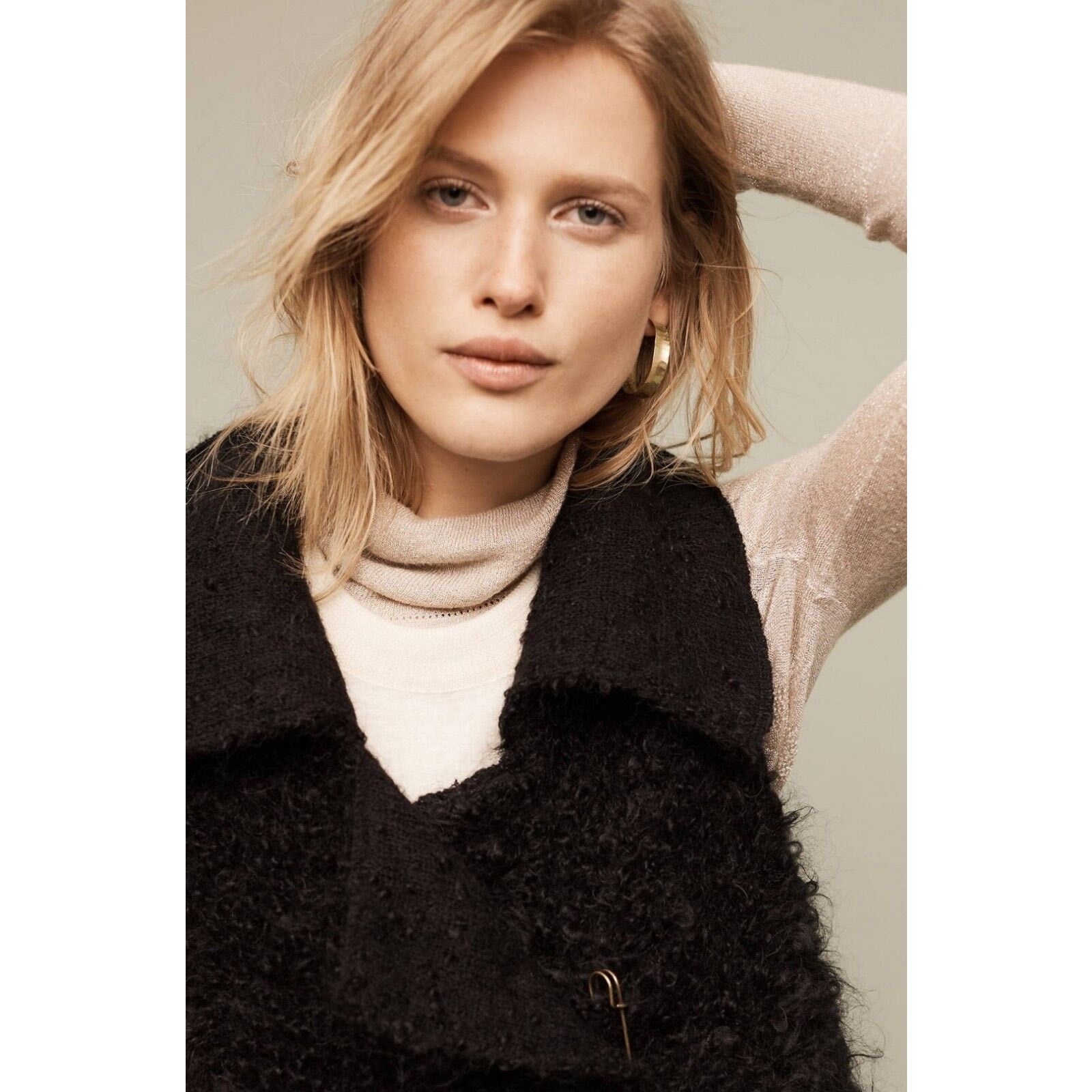 New Anthropologie Sleeping On Snow Tavan Black Wool Blend Vest Sz XS-$148 Mohair