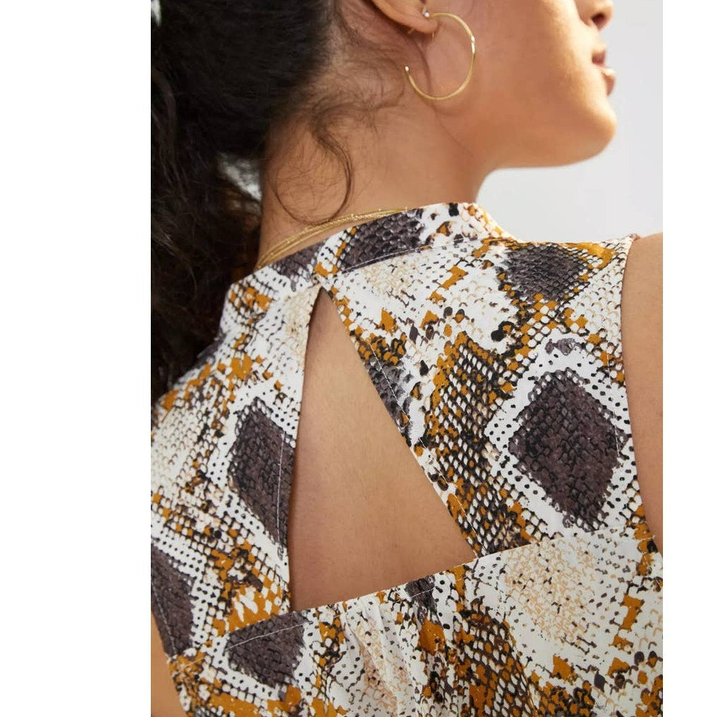 New Anthropologie Maeve Snake Print Maxi Dress $170 SIZE 0 Button Front Cotton