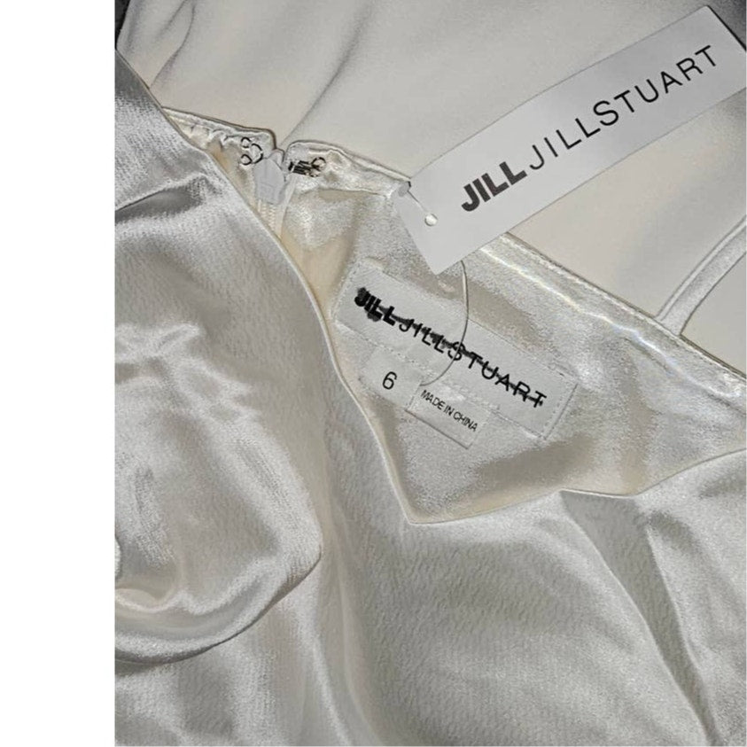 New BHLDN x Jill Stuart Nicki Jumpsuit $328 Sz 6 Off-White BRIDAL Wide-leg Crepe