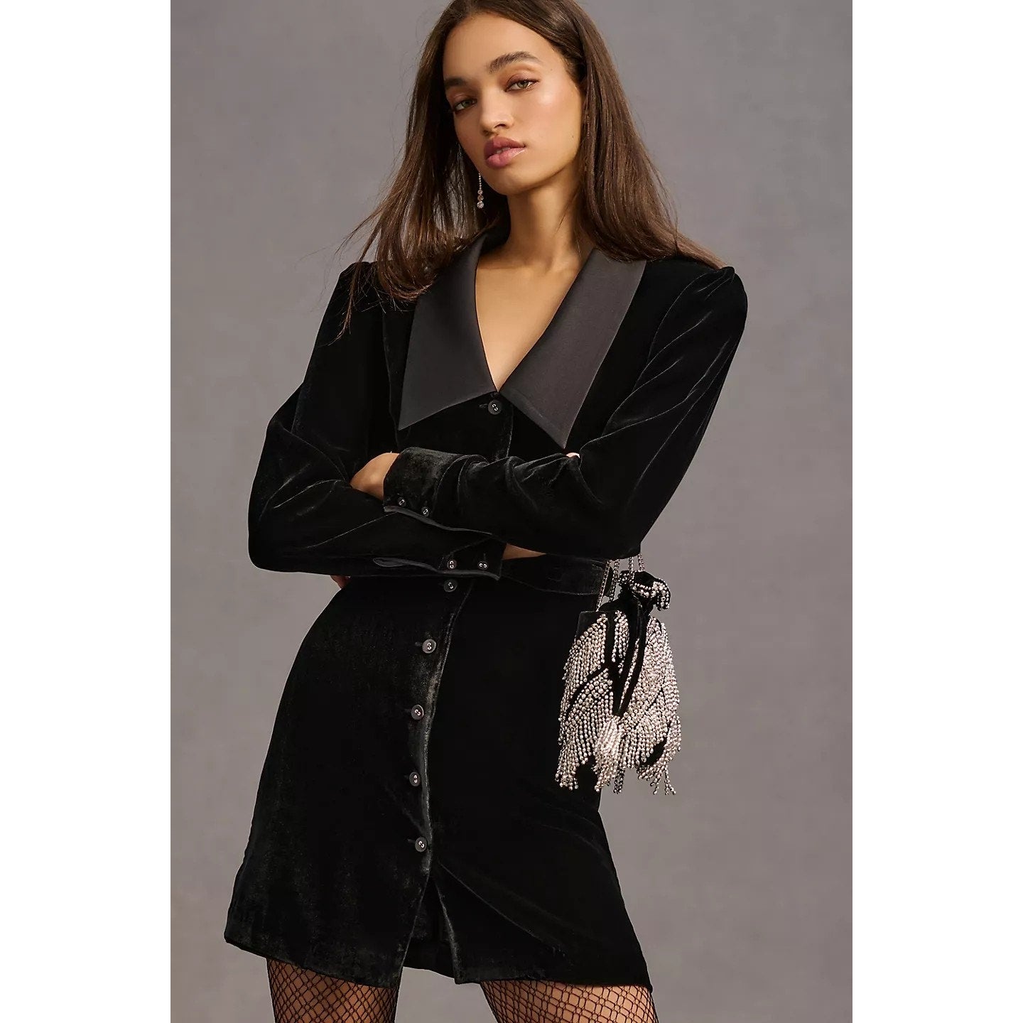 New Anthropologie Favorite Daughter The Dynasty Velvet Mini Dress $328 Sz 2