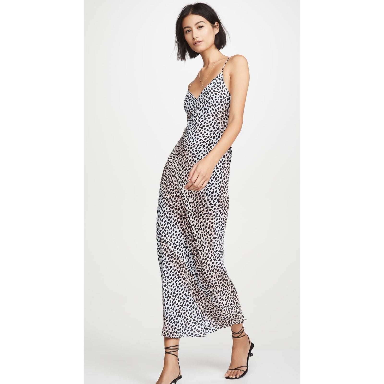 New Suboo Amelie Cheetah Print Slip Midi Dress X-Small Adjustable Straps