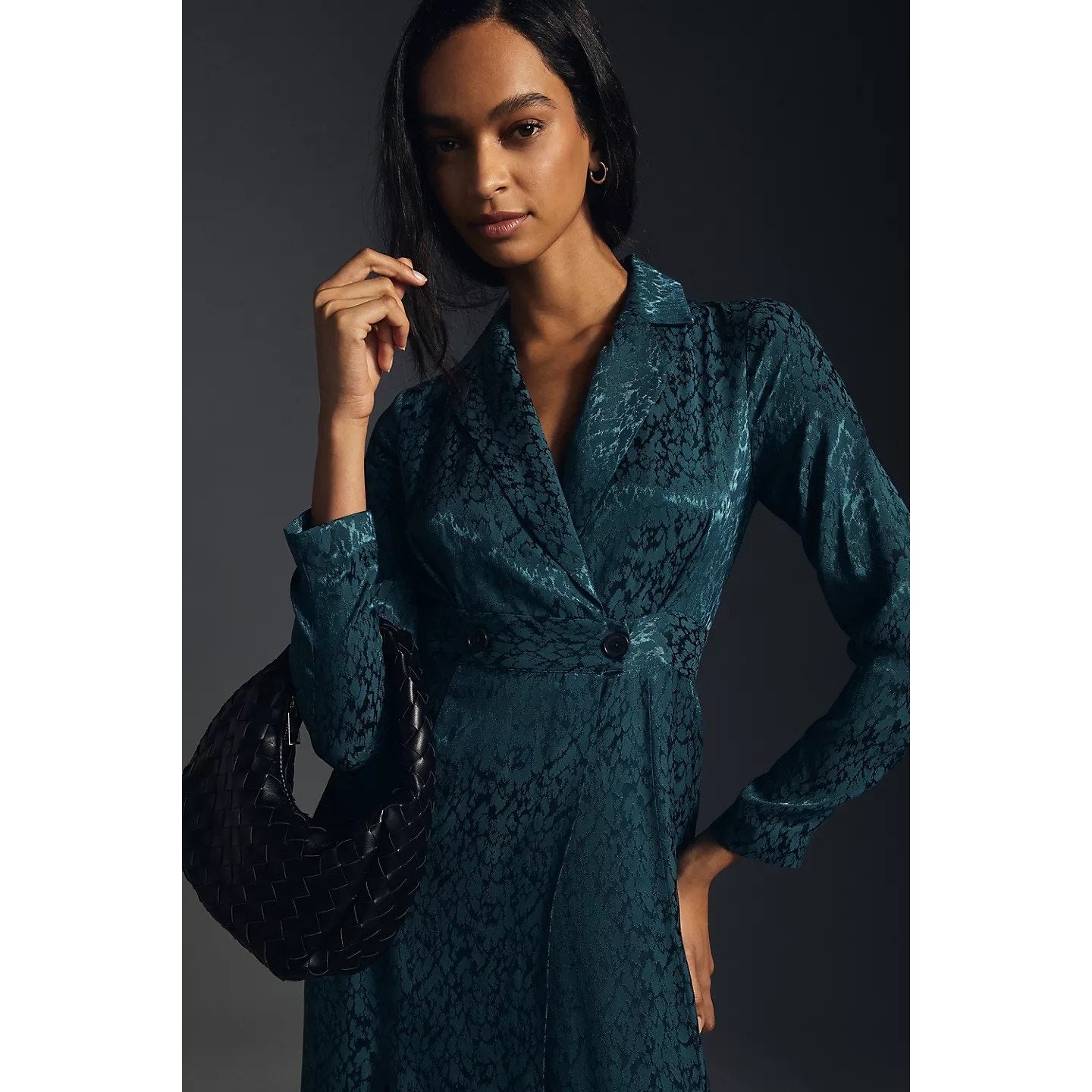 New By Anthropologie Button Front Blazer Wrap Dress $180 SIZE 6 Indigo Midi