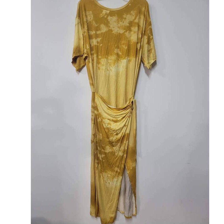New Free People Alyssa Wrap Boho Maxi Dress MEDIUM $128 Yellow