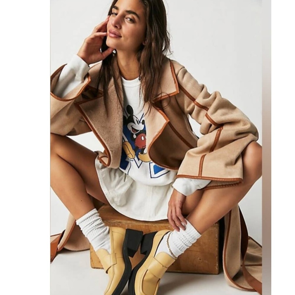 New Free People x  Marei 1998 Sweet Pea Duster $835 Overcoat XS/S Faux Fur Lined
