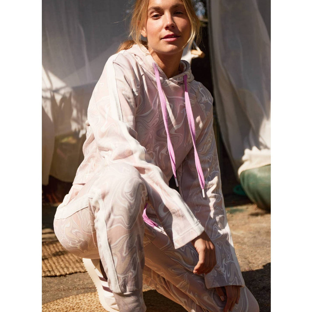 New Anthropologie The Upside Marbled Athleisure Cropped Hoodie $148 X-SMALL