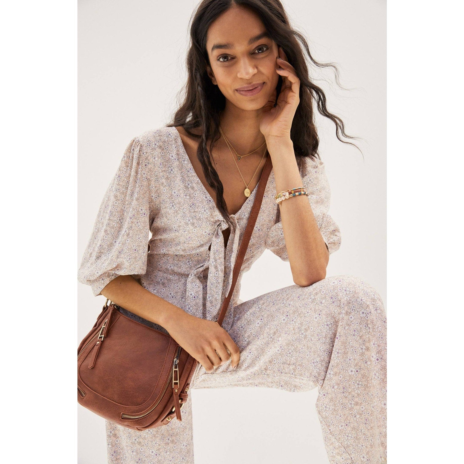 Anthropologie x En Saison Aceline Floral Jumpsuit XS Front Tie Anthropologie