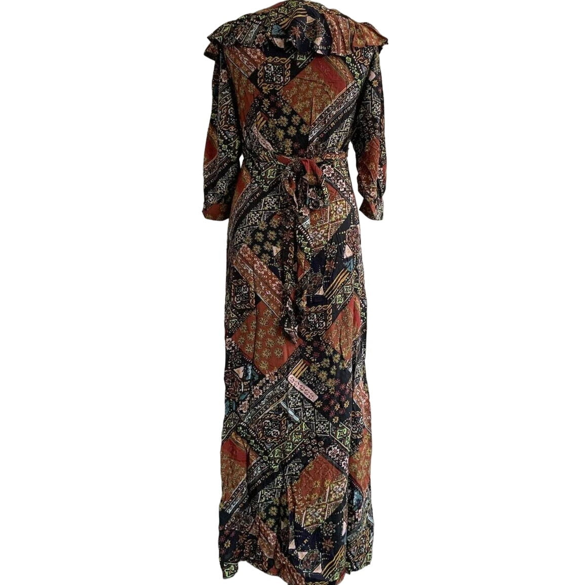 New Free People Lennon Maxi Dress  $168 X-SMALL Black Combo Vintage Insp Print