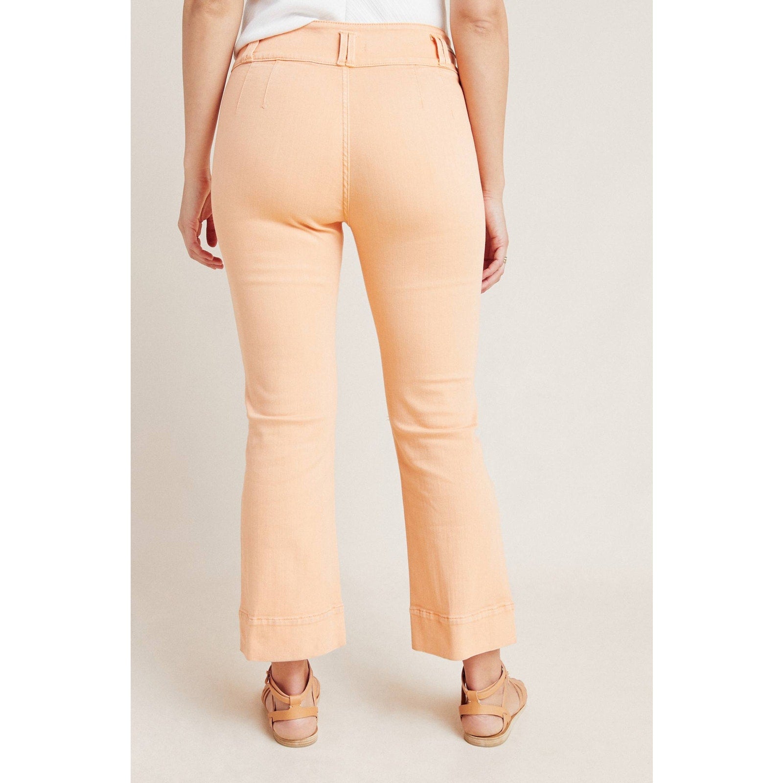 New Anthropologie Pilcro High-Rise Cropped Flare Jeans SIZE 25 Belted Tangerine